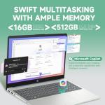 HP 15.6 Touchscreen Laptop Computer - 16GB RAM, 512GB SSD, Windows 11 Pro, FHD Anti-Glare, Intel Core i3-N305, Intel UHD Graphics, Copilot AI, Long Battery Life, Business Laptop for Work & Students
