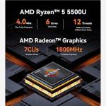 Beelink EQR5 Mini Pc, AMD Ryzen 5 5500U (6C/12T,up to 4.0 GHz),Mini Computers with 16 GB DDR4 RAM 500 GB M.2 SSD, 4K Dual Display, Dual 1000Mbps LAN, USB3.0, WiFi 6, BT 5.2