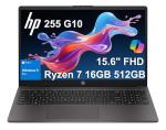 HP 255 G10 Business Laptop (15.6" FHD Anti-glare, AMD Ryzen 7 7730U (> Intel i7-1355U) 16GB RAM, 512GB SSD) for Home, Student, Military Grade, Webcam w/Shutter, Numeric Keypad, Wi-Fi 6, Win 11 Pro