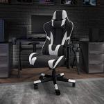 Flash Furniture X20 Fully Reclining LeatherSoft Racing Style Gaming Chair with Headrest, Lumbar Pillows, Ergonomic Swivel Computer Chair, Black/White