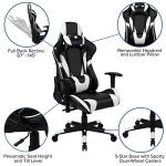 Flash Furniture X20 Fully Reclining LeatherSoft Racing Style Gaming Chair with Headrest, Lumbar Pillows, Ergonomic Swivel Computer Chair, Black/White