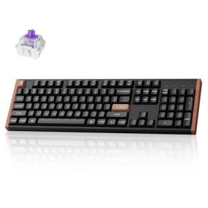 Keychron K10 HE Hall Effect Keyboard Wireless, Magnetic Switch Hot Swappable, Adjustable Actuation Rapid Trigger Mode with Aluminum + Wood Frame, Full-Size Custom RGB for Mac Windows Linux - Black