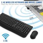 Wireless Keyboard and Mouse Combo, EDJO 2.4G Full-Sized Ergonomic Computer Keyboard with Wrist Rest and 3 Level DPI Adjustable Wireless Mouse for Windows, Mac OS Desktop/Laptop/PC