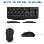 Wireless Keyboard and Mouse Combo, EDJO 2.4G Full-Sized Ergonomic Computer Keyboard with Wrist Rest and 3 Level DPI Adjustable Wireless Mouse for Windows, Mac OS Desktop/Laptop/PC