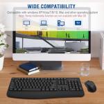 Wireless Keyboard and Mouse Combo, EDJO 2.4G Full-Sized Ergonomic Computer Keyboard with Wrist Rest and 3 Level DPI Adjustable Wireless Mouse for Windows, Mac OS Desktop/Laptop/PC