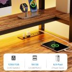 GreenForest Computer Desk with Drawers and Monitor Stand, Home Office Desk with Storage Shelves, Small Gaming Desk with Power Outlets and LED Lights for Study Writing Working, 51 inch Walnut