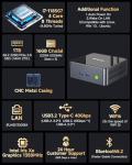GMKtec Mini PC with Intel Core i7-1185G7 Processor (Up to 4.8 GHz) 16GB DDR4 1TB SSD Intel i226V RJ45 2.5G Iris Xe Graphics USB4.0 Desktop Mini Computers WiFi 6, BT 5.2/ DP, HDMI M2
