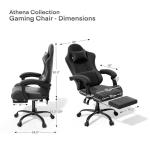 Athena Collection Gaming Chair, Ergonomic Gaming Chair with Footrest & Headrest Lumbar Support, Height Adjustable Swivel Computer Chair Office Chair Adults(Carbon Fiber Black)