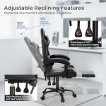 Athena Collection Gaming Chair, Ergonomic Gaming Chair with Footrest & Headrest Lumbar Support, Height Adjustable Swivel Computer Chair Office Chair Adults(Carbon Fiber Black)