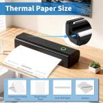 Anycash Portable Printer Wireless for Travel, Inkless Printers Mobile Thermal Printer for 8.5" X 11" & A4 Thermal Paper, Bluetooth Compact Impresora Portátil for Phone, Laptop, Office Home use