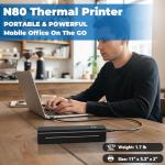 Anycash Portable Printer Wireless for Travel, Inkless Printers Mobile Thermal Printer for 8.5" X 11" & A4 Thermal Paper, Bluetooth Compact Impresora Portátil for Phone, Laptop, Office Home use