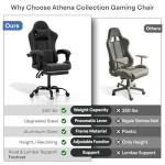 Athena Collection Gaming Chair, Ergonomic Gaming Chair with Footrest & Headrest Lumbar Support, Height Adjustable Swivel Computer Chair Office Chair Adults(Carbon Fiber Black)