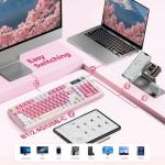 AULA S99pro Wireless Gaming Keyboard, Tri-Mode Computer Keyboard with Number Pad, RGB Backlit Media Knob Programmable Creamy Keyboard - Pink