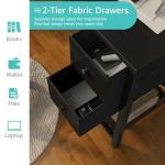 Lufeiya Computer Desk with Fabric Drawers, 40 Inch Reversible Gaming Desk for Small Space Home Office, Modern Simple Study Writing Table PC Desks for Bedroom, Black