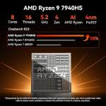 GEEKOM [2026 Edition] Mini PC AI A7 MAX with AMD Ryzen 9 7940HS 16GB DDR5(Not LPDDR) & 1TB SSD(Expandable) Desktop Mini Computers for Creation,Radeon 780M Graphics 4 Modes|Premium Support|USB4|8K|SD