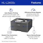 Brother HL-L2400D Compact Monochrome Laser Printer, USB Required (Cable not Included), Black & White Output | Includes Refresh Subscription Trial(1), (Renewed Premium)
