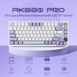 EPOMAKER Ajazz AK820 Pro 75% Wireless Mechanical Keyboard with TFT Smart Display&Knob, Gasket-Mounted Gaming Keyboard, Bluetooth/2.4GHz/USB-C Wired (Purple, Gift Switch)