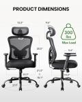 Marsail Ergonomic Office Chair Ergonomic Gaming Chair with Lumbar Support, 2D Headrest, Adjustable Armrests, Contoured Seat Cushion, Computer Desk Chair with Wheels for Home and Office
