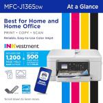 Brother INKvestment 1365 Wireless Color Inkjet All-in-One Printer with Automatic Duplex Printing and 1.8” Color Display | Includes Refresh Subscription Trial(1) (MFC-J1365DW)