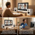 NSY Audio Computer Speakers for Desktop PC, 60W Bluetooth Surround Sound Speakers with Bass, Compact Active Bookshelf Speakers for Office, Monitors, Laptop, Gaming, TV, Gifts (White, Pair)