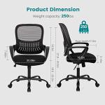 DUMOS Office Desk Chair - Ergonomic Mid Back with Lumbar Support & Rocking Mode, Height Adjustable with Fixed Armrest, Storage Back for Computer, Gaming, Conference, Meeting, 360° Swivel, Black
