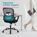 DUMOS Office Desk Chair - Ergonomic Mid Back with Lumbar Support & Rocking Mode, Height Adjustable with Fixed Armrest, Storage Back for Computer, Gaming, Conference, Meeting, 360° Swivel, Black