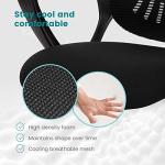 DUMOS Office Desk Chair - Ergonomic Mid Back with Lumbar Support & Rocking Mode, Height Adjustable with Fixed Armrest, Storage Back for Computer, Gaming, Conference, Meeting, 360° Swivel, Black