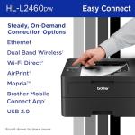 Brother HL-L2460DW Wireless Compact Monochrome Laser Printer with Duplex, Mobile Printing, Black & White Output | Includes Refresh Subscription Trial(1), (Renewed Premium - Refurbished)