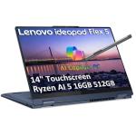 Lenovo IdeaPad Flex 5 2-in-1 AI Laptop (14" FHD+ Touchscreen, AMD Ryzen AI 5 340 (> Intel Ultra 7 155U), 16GB DDR5, 512GB SSD, Digital Pen) Copilot+ PC for Designer, Wi-Fi 7, IR Webcam, Win 11 Home