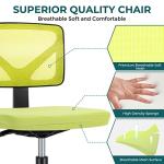 DUMOS Small Desk Chair Armless, Ergonomic Adjustable Home Office Swivel Rolling Task Chair No Arms, Comfy Mesh Mid Back Computer Work Vanity Desk Chiars with Wheels for Small Spaces, Green