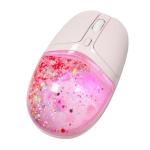 elec Space Wireless Bluetooth Mouse -Cute Clear Aqua Design, Glitter Liquid Sand Water Mouse with Optical Precision, Silent Clicks, LED Breathing Light,Transparent Retro Style for Home Office (Pink)