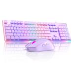 Camiysn Creamy Gaming Keyboard and Mouse, Purple 104 Keys RGB and 6 Speed RGB Mouse Combo, Pudding Keycaps Silent Computer Keyboard for Computer/PC/Laptop/Mac/Windows/Office