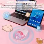 elec Space Wireless Bluetooth Mouse -Cute Clear Aqua Design, Glitter Liquid Sand Water Mouse with Optical Precision, Silent Clicks, LED Breathing Light,Transparent Retro Style for Home Office (Pink)