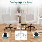 OLIXIS Criss Cross Chair with Wheels Wide Cross Legged Office Desk Vanity Chair Comfy Fabric Armless Adjustable Swivel for Home Computer Task PU Brown