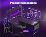 AODK L Shaped Desk Gaming Desk with LED Light & Power Outlet, 43 Inch Reversible L Shaped Computer Table with Shelf, Corner Desk with Storage Bag&Hook for Home Office Desk, Black