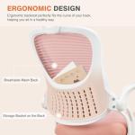 Sweetcrispy Office Computer Desk Chair, Ergonomic High-Back Mesh Rolling Work Chairs with Wheels and Adjustable Headrests, Comfortable Lumbar Support, Comfy Flip-up Arms for Home, Bedroom, Study, Pink