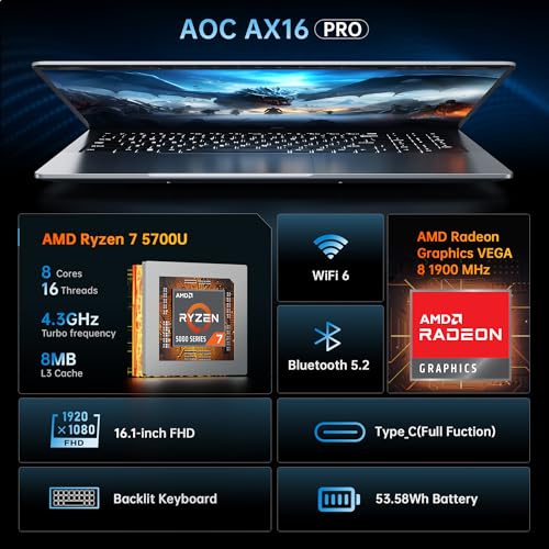 AMD Ryzen 7 Gaming Laptop with 16GB RAM