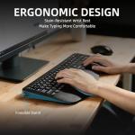 Large Print Backlit Wireless Keyboard – Silent Keyboards with Wrist Rest, 7-Color Light up, Quiet Low Profile Keys, 2.4G Wireless Rechargeable Full Size Keypad for Computer Laptop Windows, Black