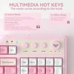 Aula F3099 Wireless Keyboard with Media Knob, Tri-Mode BT5.0/2.4GHz/USB-C Cute Creamy Keyboard with Number Pad, RGB Backlit Gaming Keyboard, Quiet Typing Pink Computer Keyboards for Office Laptop/PC
