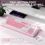 Aula F3099 Wireless Keyboard with Media Knob, Tri-Mode BT5.0/2.4GHz/USB-C Cute Creamy Keyboard with Number Pad, RGB Backlit Gaming Keyboard, Quiet Typing Pink Computer Keyboards for Office Laptop/PC