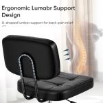 DUMOS Home Office Desk Chair - Ergonomic Armless PU Leather Computer Rolling Task Chair，with Comfy Lumbar Support and Height Adjustable, Vanity, Bedroom, Black