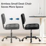 DUMOS Home Office Desk Chair - Ergonomic Armless PU Leather Computer Rolling Task Chair，with Comfy Lumbar Support and Height Adjustable, Vanity, Bedroom, Black