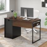 Bestier 48” Computer Desk with Drawers, Office Desk with Storage, Industrial Wood Writing Desk with File Drawer, Keyboard Tray & 2 Hooks for Home Office & Studio, Cherry