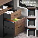 Bestier 48” Computer Desk with Drawers, Office Desk with Storage, Industrial Wood Writing Desk with File Drawer, Keyboard Tray & 2 Hooks for Home Office & Studio, Cherry