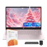 HP Stream 14" HD Laptop, Intel Processor N150, 16GB RAM, 1.12TB Storage(128GB UFS+1TB Docking Station Set), Intel Graphics, Webcam, Wi-Fi 6, 1 Year Office 365, Copilot, Fast Charge, Win 11, Pink