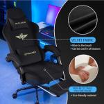 GTPLAYER Gaming Chair Fabric with Pocket Spring Cushion, Big and Tall Gamings Chairs 350LBS High Back Computer Chair with Footrest for Adults Lumbar Support Swivel Game Chair for Office Light Black
