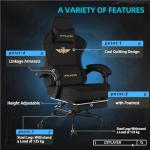 GTPLAYER Gaming Chair Fabric with Pocket Spring Cushion, Big and Tall Gamings Chairs 350LBS High Back Computer Chair with Footrest for Adults Lumbar Support Swivel Game Chair for Office Light Black