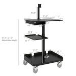 Natwind Mobile Workstation Cart with Monitor Mount, Height Adjustable Rolling Computer Desk with Cable Management Tidy, Heavy-Duty Standing Desk with CPU Holder for Office, School, Medical, Workshop