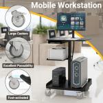 Natwind Mobile Workstation Cart with Monitor Mount, Height Adjustable Rolling Computer Desk with Cable Management Tidy, Heavy-Duty Standing Desk with CPU Holder for Office, School, Medical, Workshop