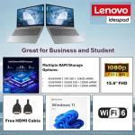 Lenovo IdeaPad 15.6" FHD Laptop for Business and Student, 36GB RAM, 1TB SSD, Intel Dual-core Processor, WiFi6, Bluetooth 5.2, Type-C, HDMI, Cloud Grey, Windows 11 Pro, Z&O Accessories